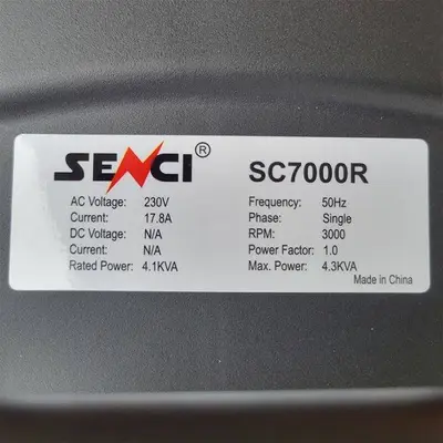 Senci SC7000R 4.1kVA Petrol Generator (Remote Start)